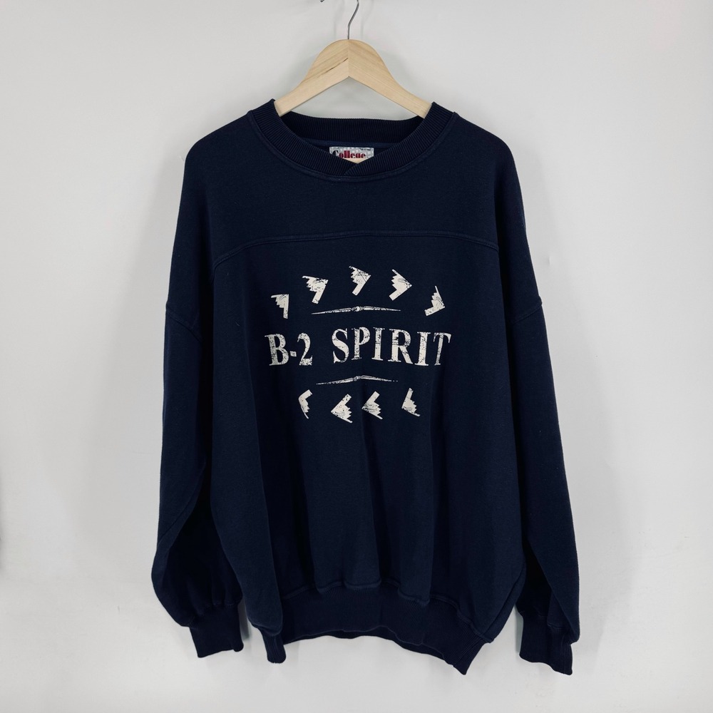 College House B-2 Spirit Graphic‎ Sweatshirt Navy Blue XXL Men